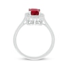 Thumbnail Image 3 of Emerald-Cut Lab-Created Ruby & White Lab-Created Sapphire Scallop Frame Ring Sterling Silver
