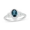Thumbnail Image 1 of Oval-Cut London Blue Topaz & White Lab-Created Sapphire Buckle Ring 10K White Gold