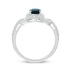 Thumbnail Image 3 of Oval-Cut London Blue Topaz & White Lab-Created Sapphire Buckle Ring 10K White Gold