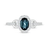Thumbnail Image 4 of Oval-Cut London Blue Topaz & White Lab-Created Sapphire Buckle Ring 10K White Gold