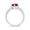 Thumbnail Image 2 of Emerald-Cut Lab-Created Ruby & White Lab-Created Sapphire Tilted Ring Sterling Silver