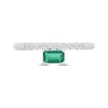 Thumbnail Image 4 of Emerald-Cut Lab-Created Emerald & Diamond Stackable Ring 1/8 ct tw Sterling Silver