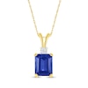 Thumbnail Image 1 of Emerald-Cut Blue Lab-Created Sapphire & Diamond Accent Necklace 10K Yellow Gold 18"