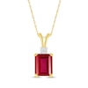 Thumbnail Image 1 of Emerald-Cut Lab-Created Ruby & Diamond Accent Necklace 10K Yellow Gold 18"