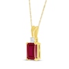 Thumbnail Image 2 of Emerald-Cut Lab-Created Ruby & Diamond Accent Necklace 10K Yellow Gold 18"
