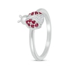 Thumbnail Image 2 of Lab-Created Ruby & White Lab-Created Sapphire Ladybug Ring Sterling Silver
