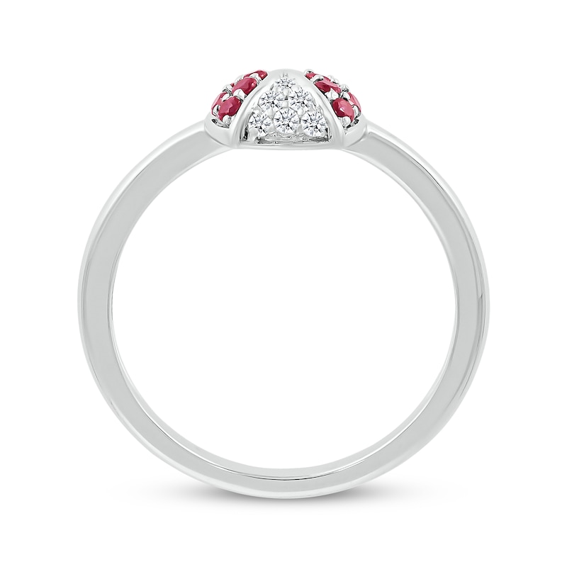 Main Image 3 of Lab-Created Ruby & White Lab-Created Sapphire Ladybug Ring Sterling Silver