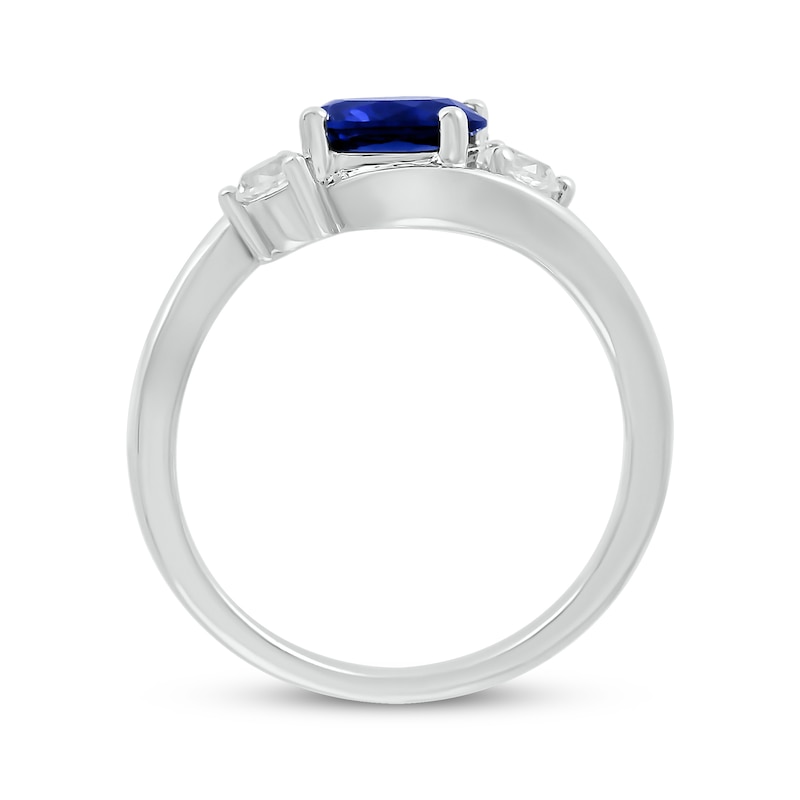Oval-Cut Blue Lab-Created Sapphire & White Lab-Created Sapphire Bypass ...