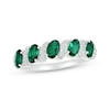 Thumbnail Image 1 of Oval-Cut Lab-Created Emerald & White Lab-Created Sapphire Ring Sterling Silver
