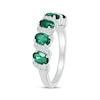 Thumbnail Image 2 of Oval-Cut Lab-Created Emerald & White Lab-Created Sapphire Ring Sterling Silver