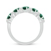 Thumbnail Image 3 of Oval-Cut Lab-Created Emerald & White Lab-Created Sapphire Ring Sterling Silver