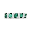 Thumbnail Image 4 of Oval-Cut Lab-Created Emerald & White Lab-Created Sapphire Ring Sterling Silver