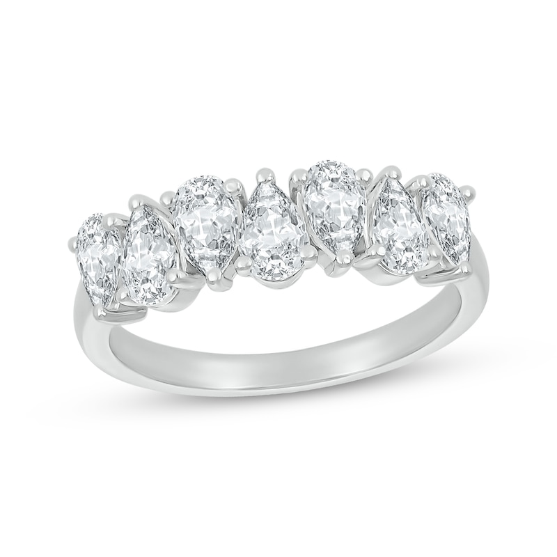 Main Image 1 of Pear-Shaped White Lab-Created Sapphire Ring Sterling Silver