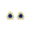 Thumbnail Image 2 of Blue Sapphire & Diamond Trefoil Stud Earrings 1/8 ct tw 10K Yellow Gold