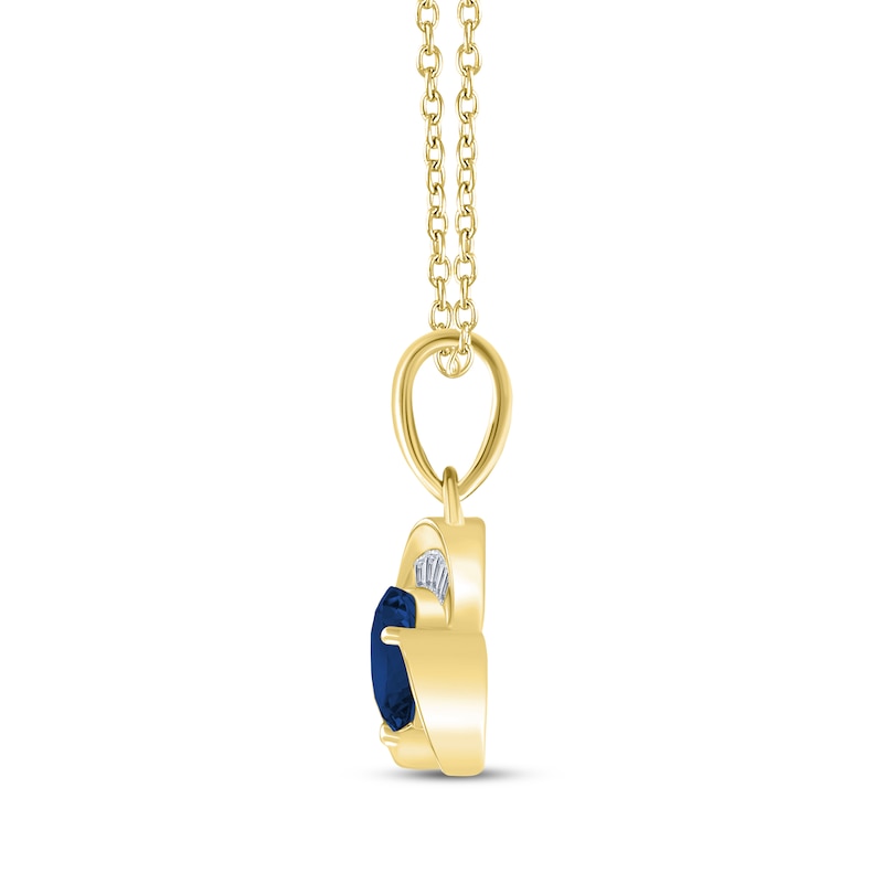 Main Image 2 of Blue Sapphire & Diamond Trefoil Necklace 1/10 ct tw 10K Yellow Gold 18&quot;