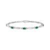 Thumbnail Image 1 of Oval-Cut Lab-Created Emerald & White Lab-Created Sapphire Link Bracelet Sterling Silver 7.25&quot;
