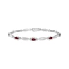 Thumbnail Image 1 of Oval-Cut Lab-Created Ruby & White Lab-Created Sapphire Link Bracelet Sterling Silver 7.25&quot;