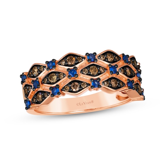 Le Vian Venetian Mosaic Sapphire Ring 1/3 ct tw Diamonds 14K Strawberry Gold