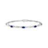 Thumbnail Image 1 of Oval-Cut Blue Lab-Created Sapphire & White Lab-Created Sapphire Link Bracelet Sterling Silver 7.25&quot;