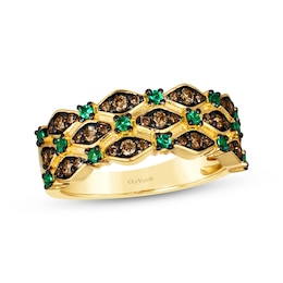 Le Vian Venetian Mosaic Emerald Ring 1/3 ct tw Diamonds 14K Honey Gold