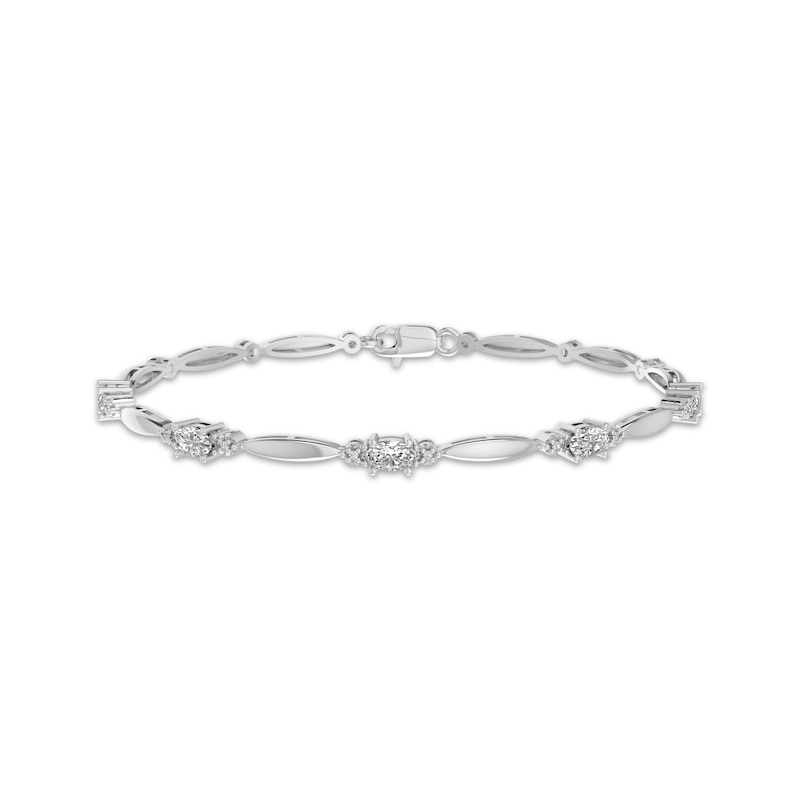 Sterling Oval Link Charm Bracelet with textured links and engraved heart