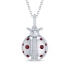 Thumbnail Image 1 of Lab-Created Ruby & White Lab-Created Sapphire Ladybug Necklace Sterling Silver 18&quot;