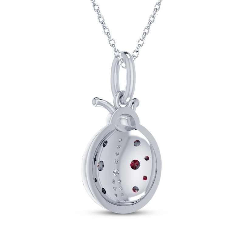 Main Image 3 of Lab-Created Ruby & White Lab-Created Sapphire Ladybug Necklace Sterling Silver 18&quot;