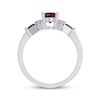 Thumbnail Image 3 of Oval-Cut Lab-Created Ruby & White Lab-Created Sapphire Ring Sterling Silver