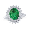 Thumbnail Image 1 of Oval-Cut Lab-Created Emerald & White Lab-Created Sapphire Starburst Ring Sterling Silver