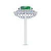 Thumbnail Image 2 of Oval-Cut Lab-Created Emerald & White Lab-Created Sapphire Starburst Ring Sterling Silver
