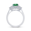 Thumbnail Image 3 of Oval-Cut Lab-Created Emerald & White Lab-Created Sapphire Starburst Ring Sterling Silver