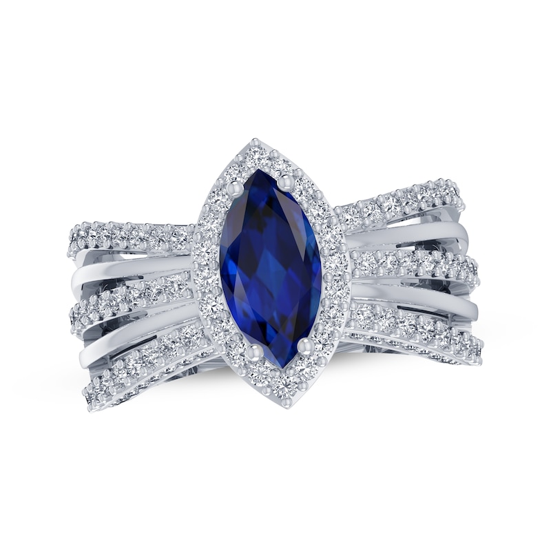 Marquise-Cut Blue Lab-Created Sapphire & White Lab-Created Sapphire ...