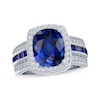 Thumbnail Image 0 of Cushion-Cut Blue Lab-Created Sapphire & White Lab-Created Sapphire Ring Sterling Silver