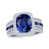 Thumbnail Image 1 of Cushion-Cut Blue Lab-Created Sapphire & White Lab-Created Sapphire Ring Sterling Silver