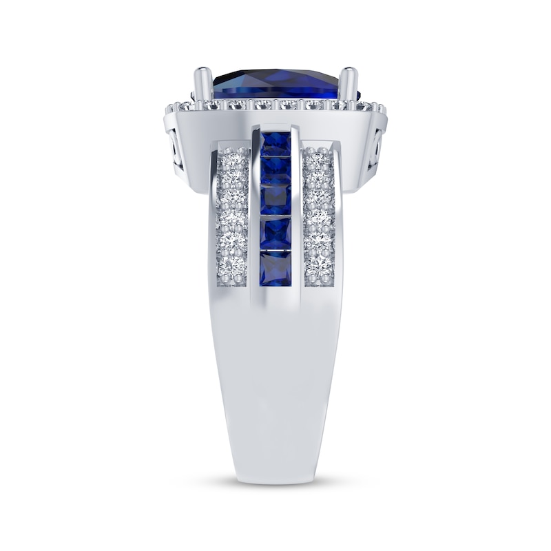 Main Image 2 of Cushion-Cut Blue Lab-Created Sapphire & White Lab-Created Sapphire Ring Sterling Silver