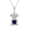 Thumbnail Image 0 of Heart-Shaped Blue Lab-Created Sapphire & White Lab-Created Sapphire Puppy Necklace Sterling Silver 18"