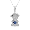 Thumbnail Image 2 of Heart-Shaped Blue Lab-Created Sapphire & White Lab-Created Sapphire Puppy Necklace Sterling Silver 18"