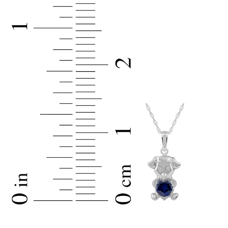 Heart-Shaped Blue Lab-Created Sapphire & White Lab-Created Sapphire Puppy Necklace Sterling Silver 18"