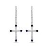 Thumbnail Image 2 of Blue & White Lab-Created Sapphire Cross Dangle Hoop Earrings Sterling Silver