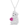 Thumbnail Image 1 of Heart-Shaped Lab-Created Ruby & White Lab-Created Sapphire Bear Necklace Sterling Silver 18"