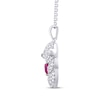 Thumbnail Image 2 of Heart-Shaped Lab-Created Ruby & White Lab-Created Sapphire Bear Necklace Sterling Silver 18"