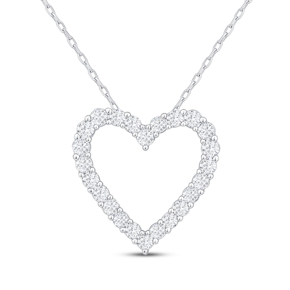 Diamond Heart Outline Necklace 1 ct tw 10K White Gold 18