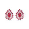 Thumbnail Image 2 of Pear-Shaped Lab-Created Ruby & White Lab-Created Sapphire Double Halo Stud Earrings Sterling Silver