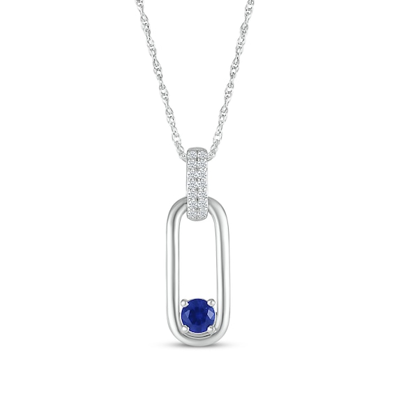 Blue & White Lab-Created Sapphire Drop Necklace Sterling Silver 18"