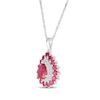 Thumbnail Image 2 of Pear-Shaped Lab-Created Ruby & White Lab-Created Sapphire Double Halo Necklace Sterling Silver 18&quot;
