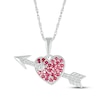 Thumbnail Image 1 of Lab-Created Ruby & White Lab-Created Sapphire Arrow & Heart Necklace Sterling Silver 18&quot;