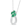 Thumbnail Image 2 of Heart-Shaped Lab-Created Emerald & White Lab-Created Sapphire Lucky Necklace Sterling Silver 18"