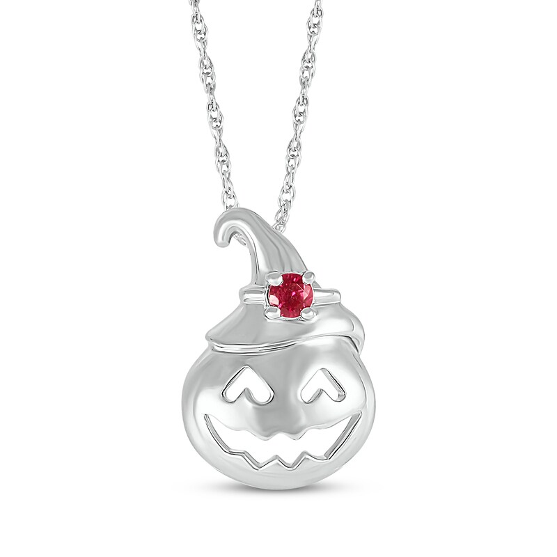 Main Image 1 of Lab-Created Ruby Jack-o-Lantern Necklace Sterling Silver 18&quot;