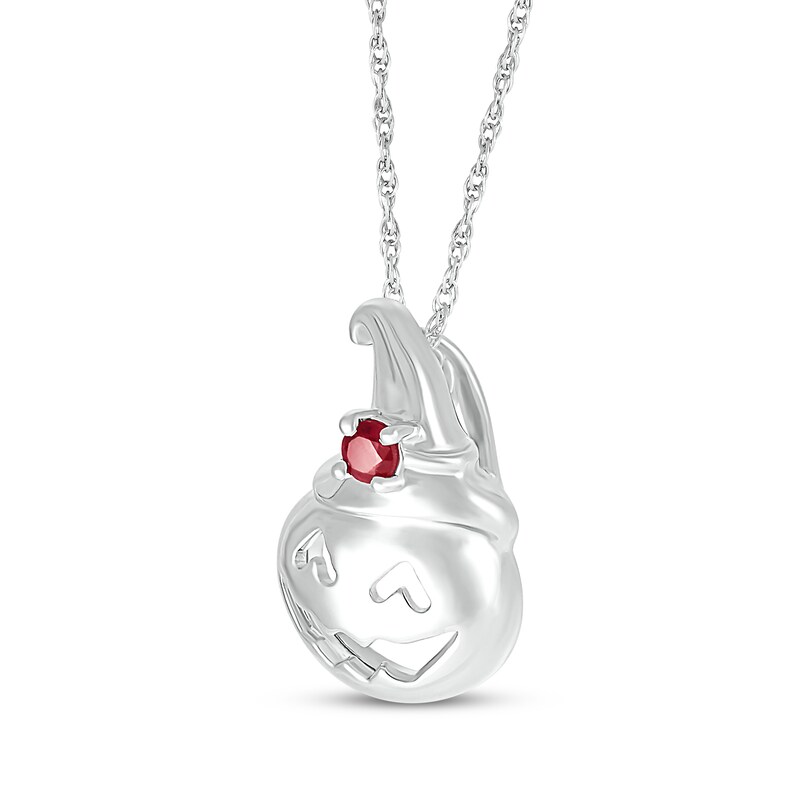 Main Image 2 of Lab-Created Ruby Jack-o-Lantern Necklace Sterling Silver 18&quot;