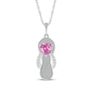Thumbnail Image 1 of Heart-Shaped Pink Lab-Created Sapphire & White Lab-Created Sapphire Flip Flop Necklace Sterling Silver 18&quot;